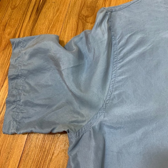 August Silk 100% Silk Blue Short Sleeve Top Blouse - Picture 11 of 13